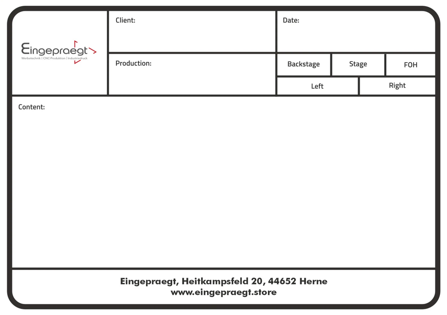 Tourlabel - 177 x 127mm inkl. Druck