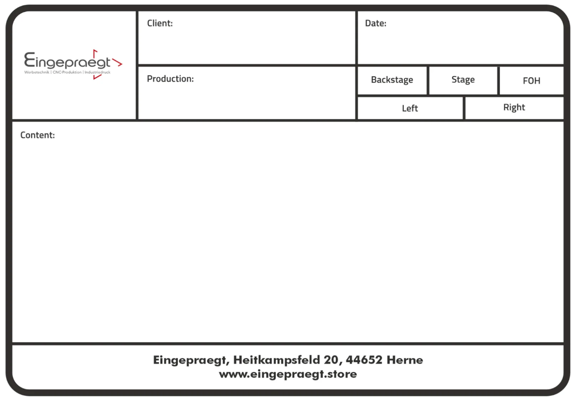 Tourlabel - 148 x 105mm inkl. Druck