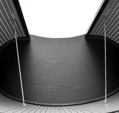 Messetheke L in schwarz mit individuellem Druck