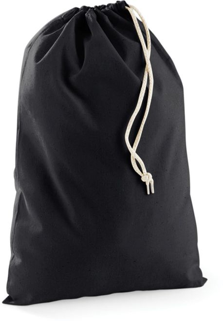 Westford Mill W115 Baumwollbeutel mit Kordelzug in Schwarz