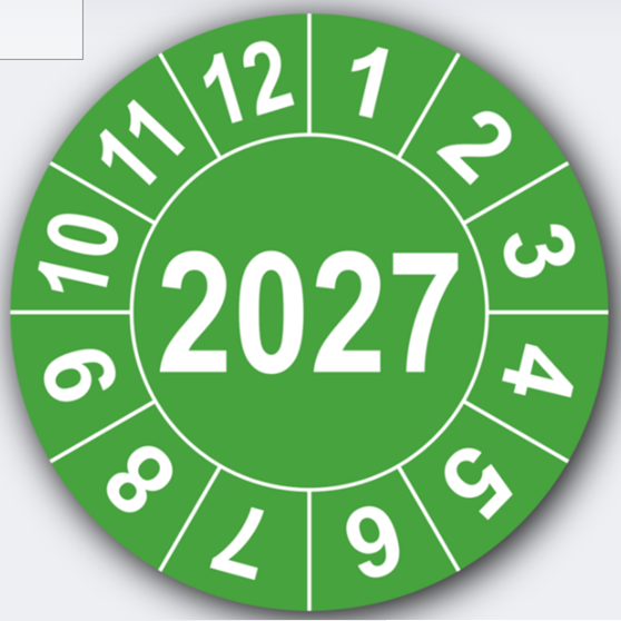 Prüfplakette - Jahresfarbe (6 Jahre), 2022-2027 - 30mm