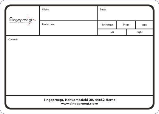 Tourlabel - 177 x 127mm inkl. Druck