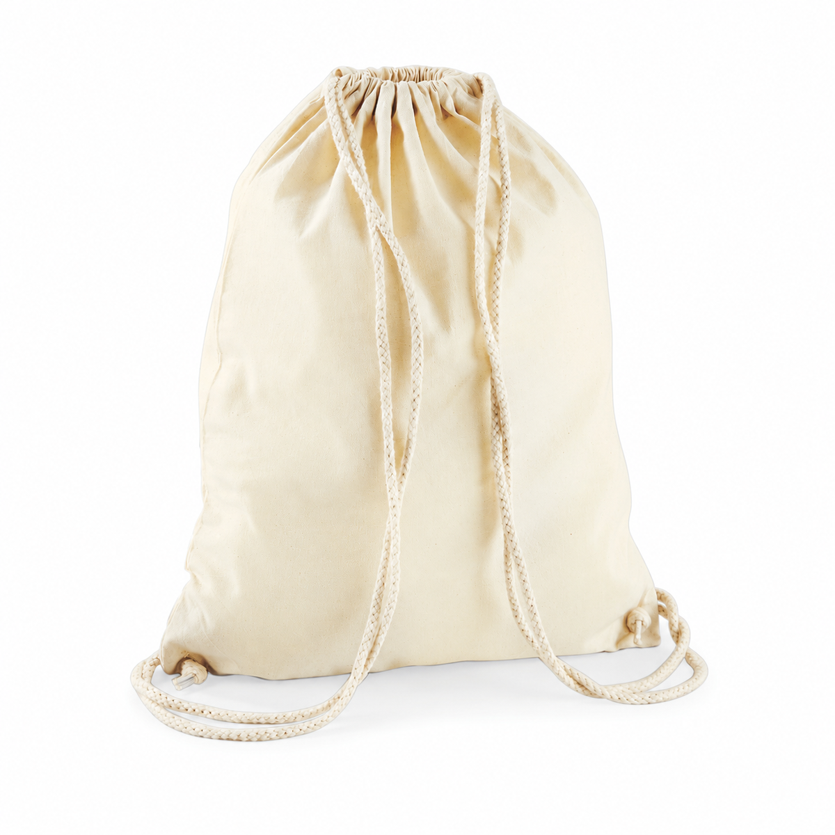 Westford Mill W110 Baumwoll-Turnbeutel mit Kordelzug in Natural – Vorderansicht