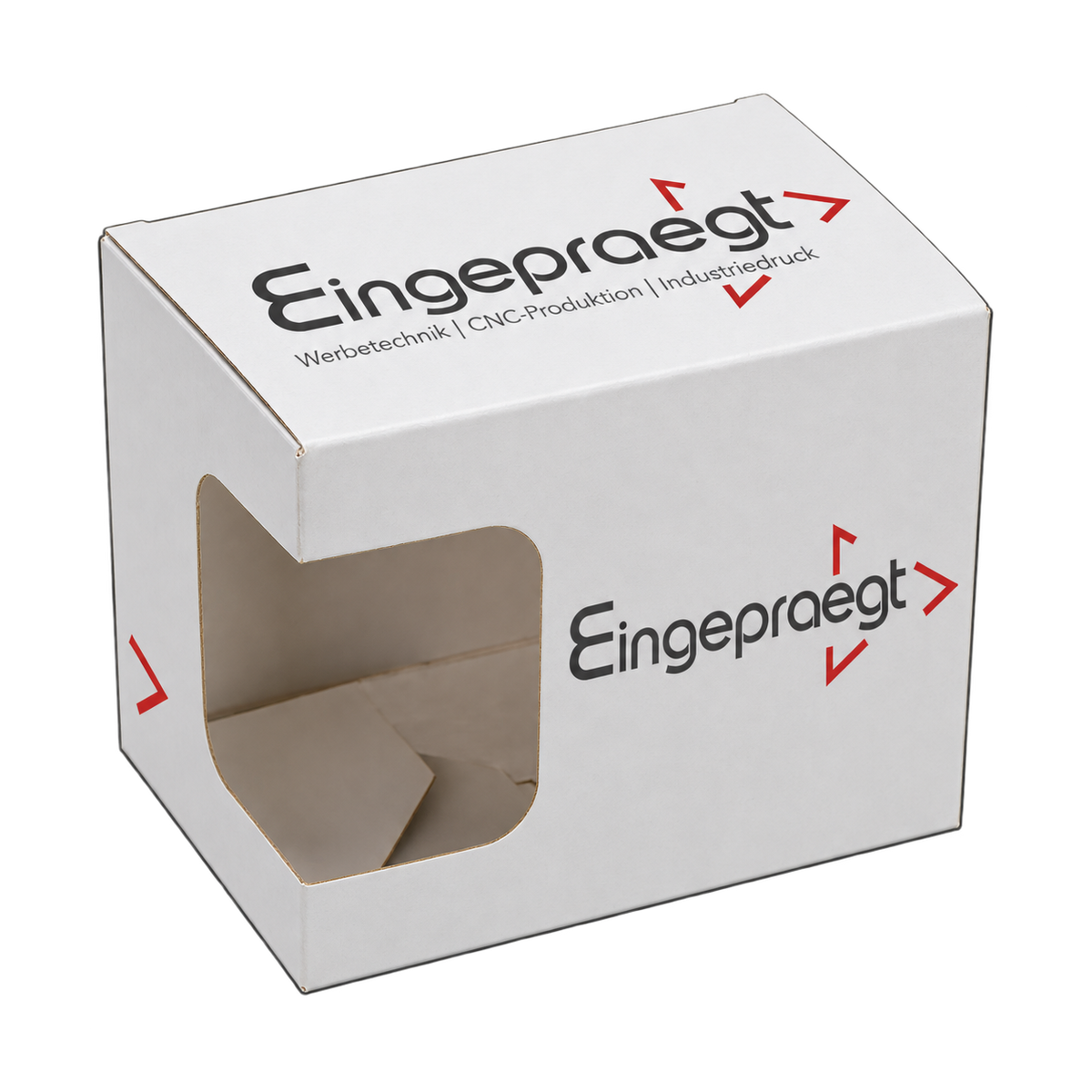 Tassenverpackung 11,6 × 8,3 × 9,8 cm – einseitig 4/0-farbig bedruckt