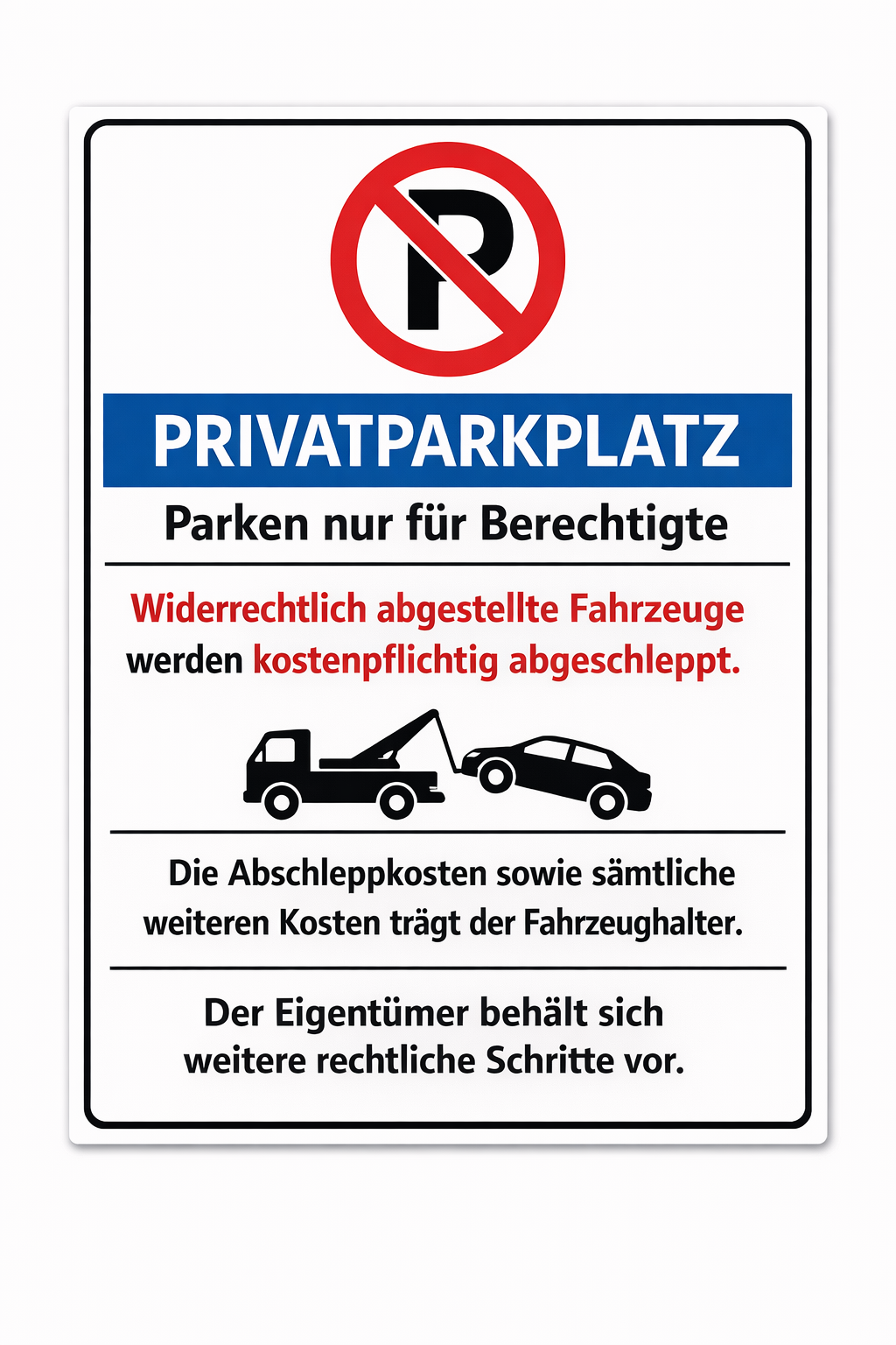 Parkverbotsschilder aus Dibond – individuell und langlebig